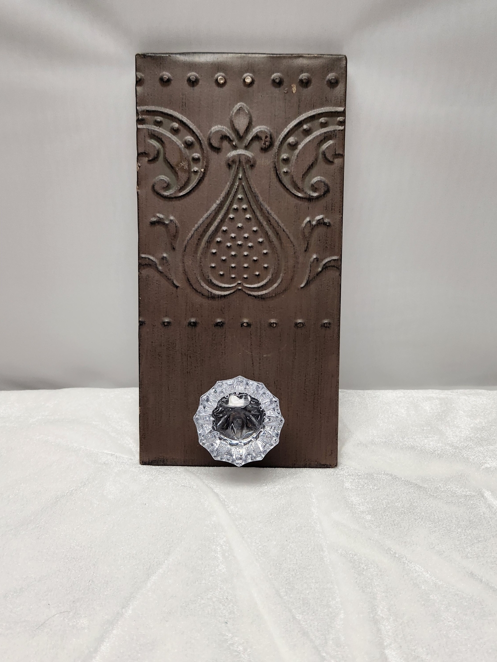 Decorative Brown Wall Hook Panel with Clear Glass Knob